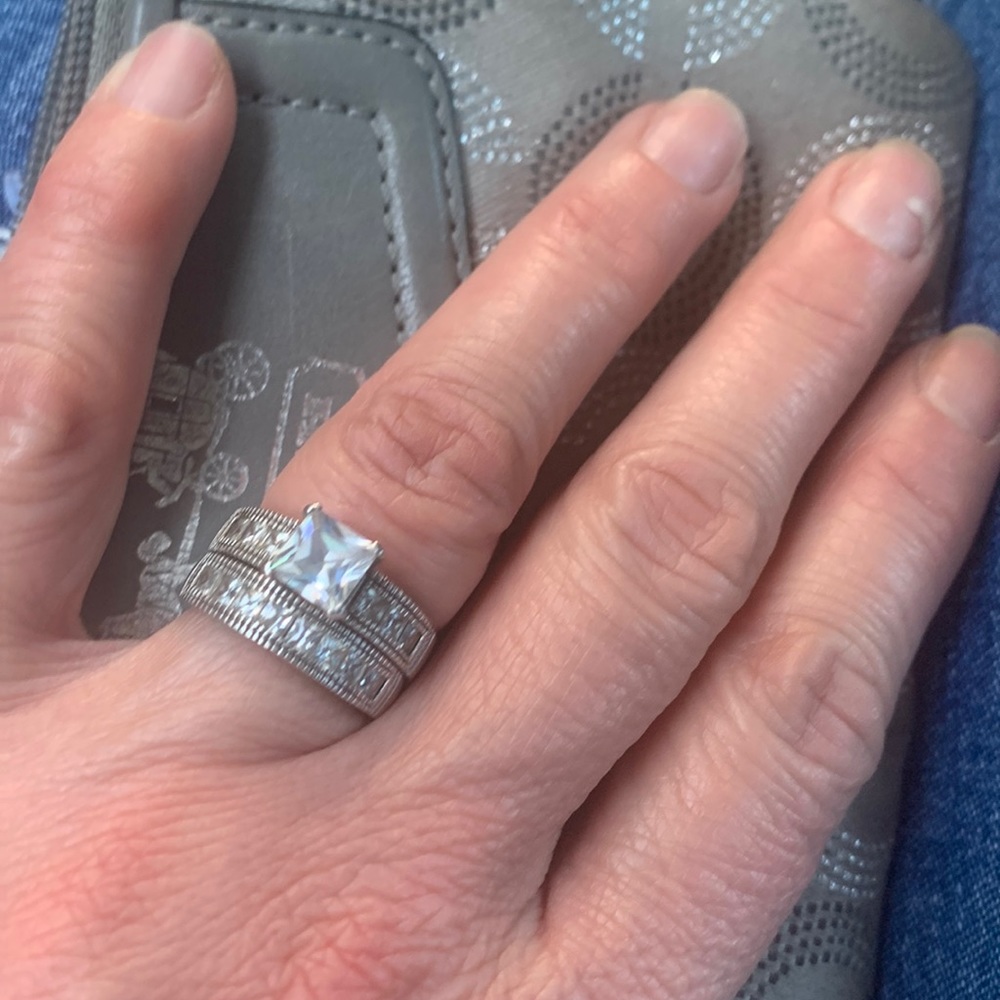 Sterling wedding set.